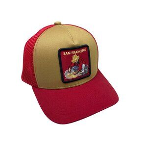 San Francisco 49ers Gold Miner Trucker Cap Red Adjustable Snapback Baseball Hat